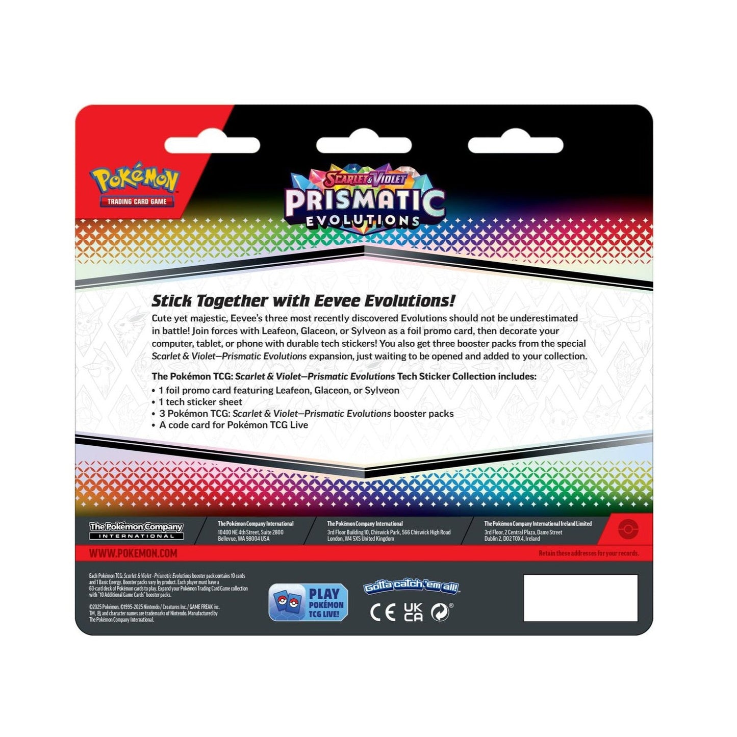 *LIMIT 3* Prismatic Evolutions Tech Sticker Collection-(3 Packs)